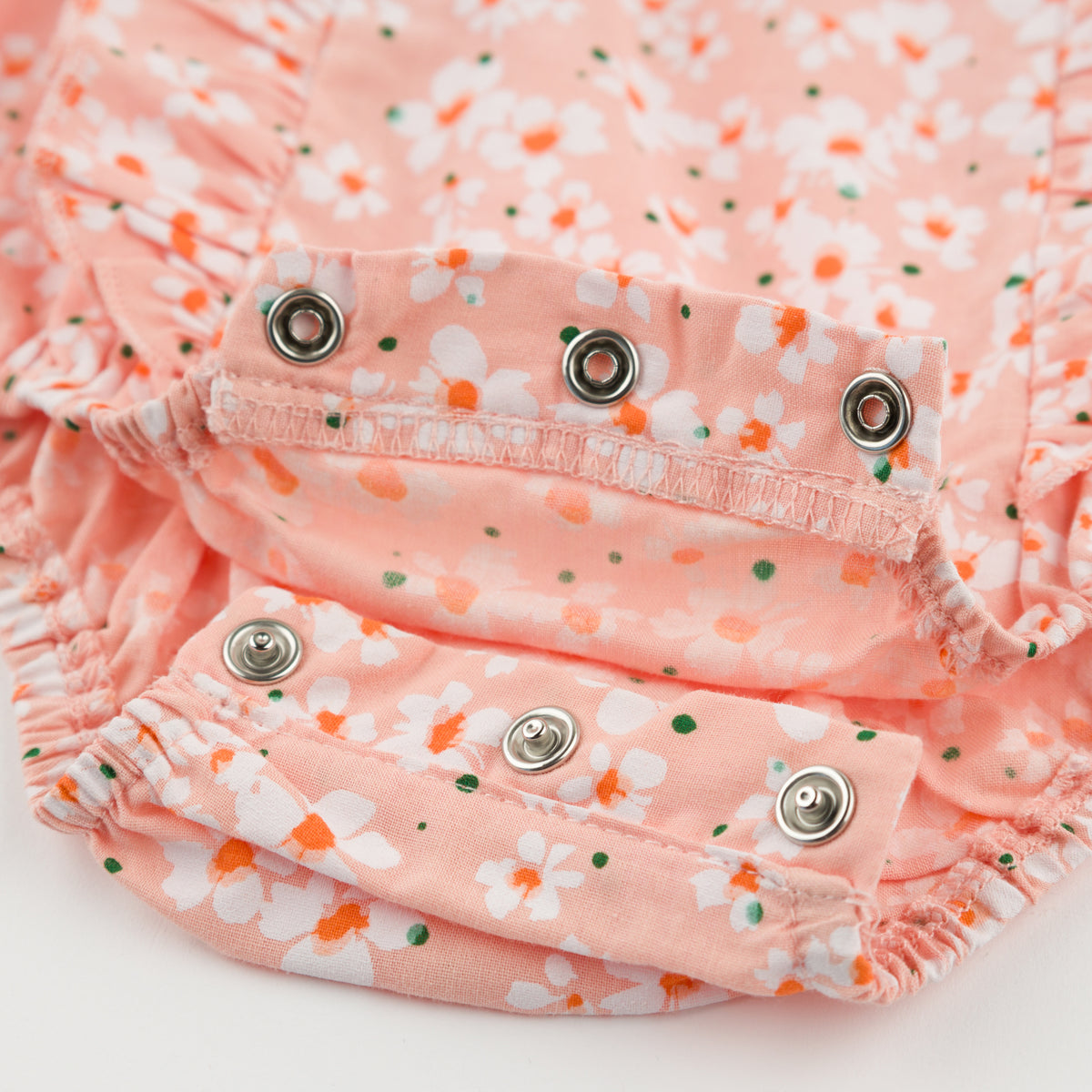 oh baby! Millie Bubble Onesie - Daisies - Peach - Snaps