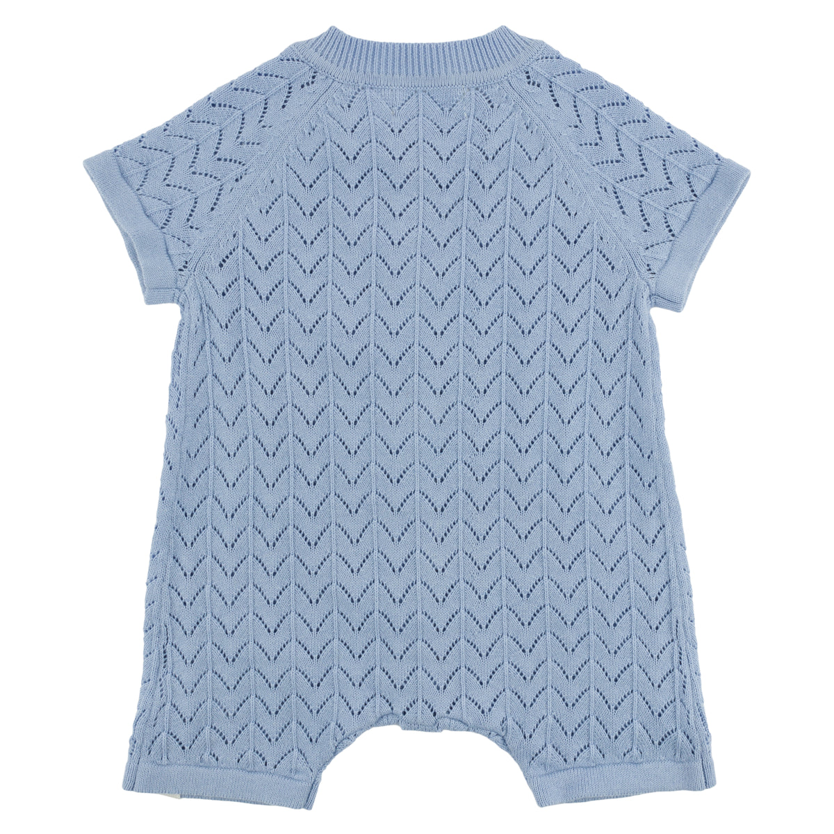 oh baby! Country Club Short Sleeve Romper - Wave Stitch - Chambray - Back