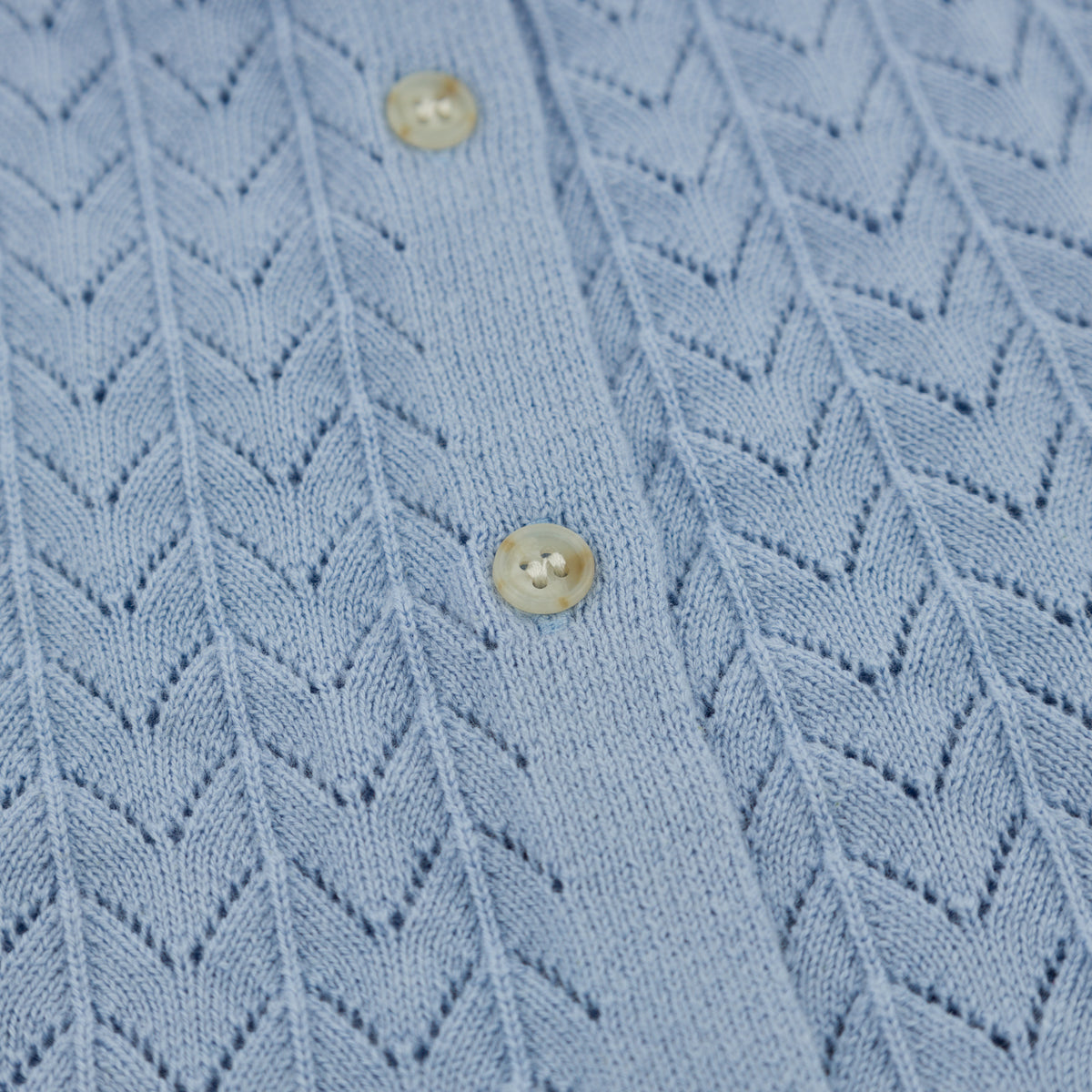 oh baby! Country Club Short Sleeve Romper - Wave Stitch - Chambray - Close Up