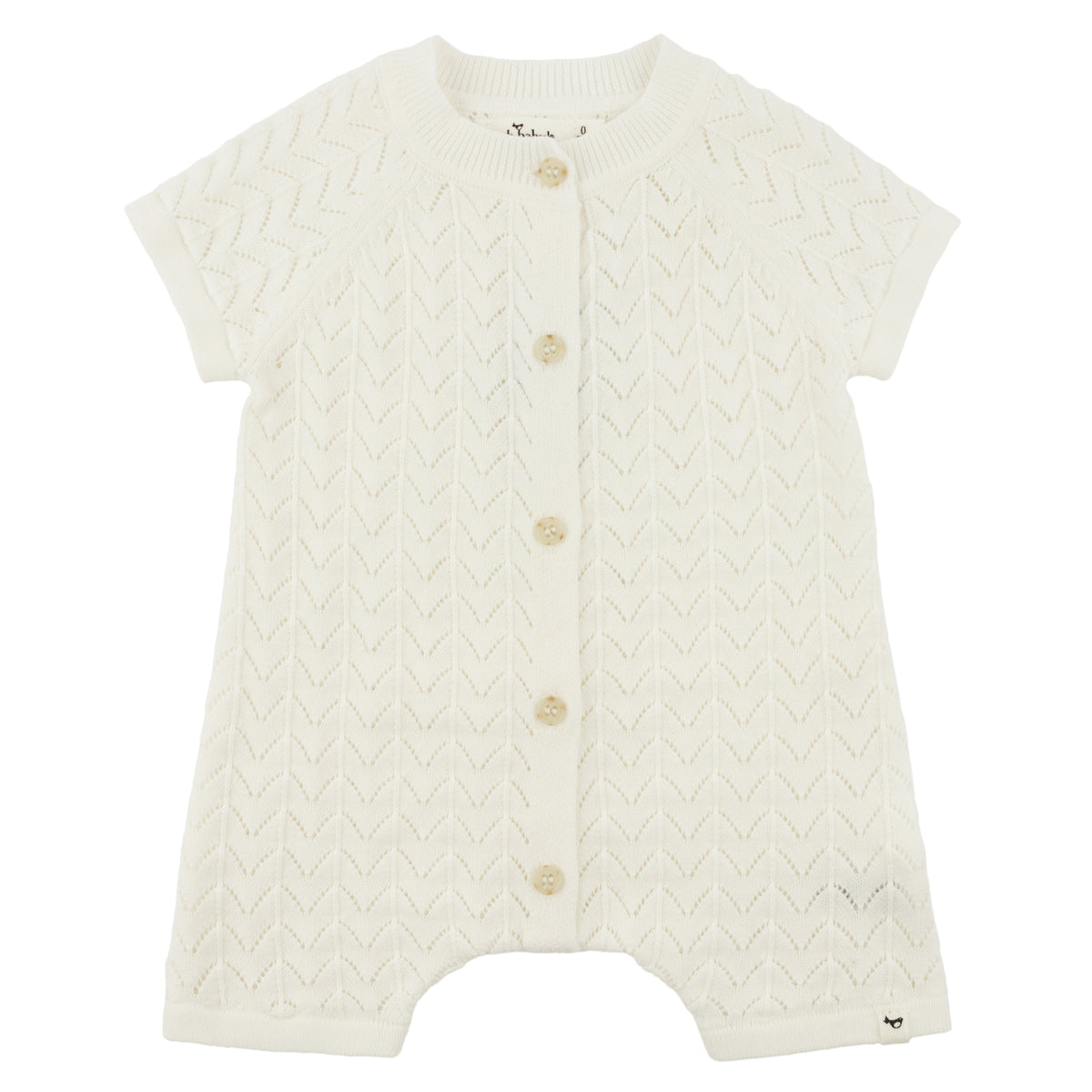 oh baby! Country Club Short Sleeve Romper - Wave Stitch - Cream - oh baby!