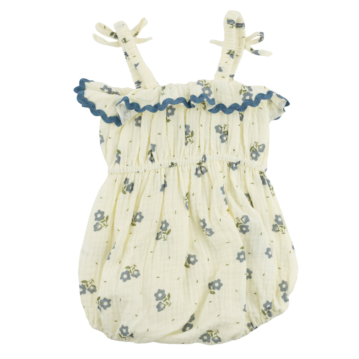 oh baby! Harriet Romper - Bellflower Floral Print - Indigo - Back