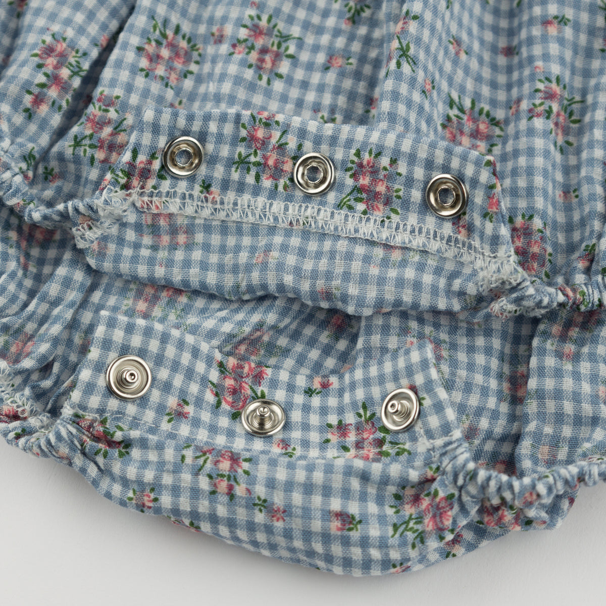 oh baby! Harriet Romper - Dahlia Floral Print - Denim - Snaps