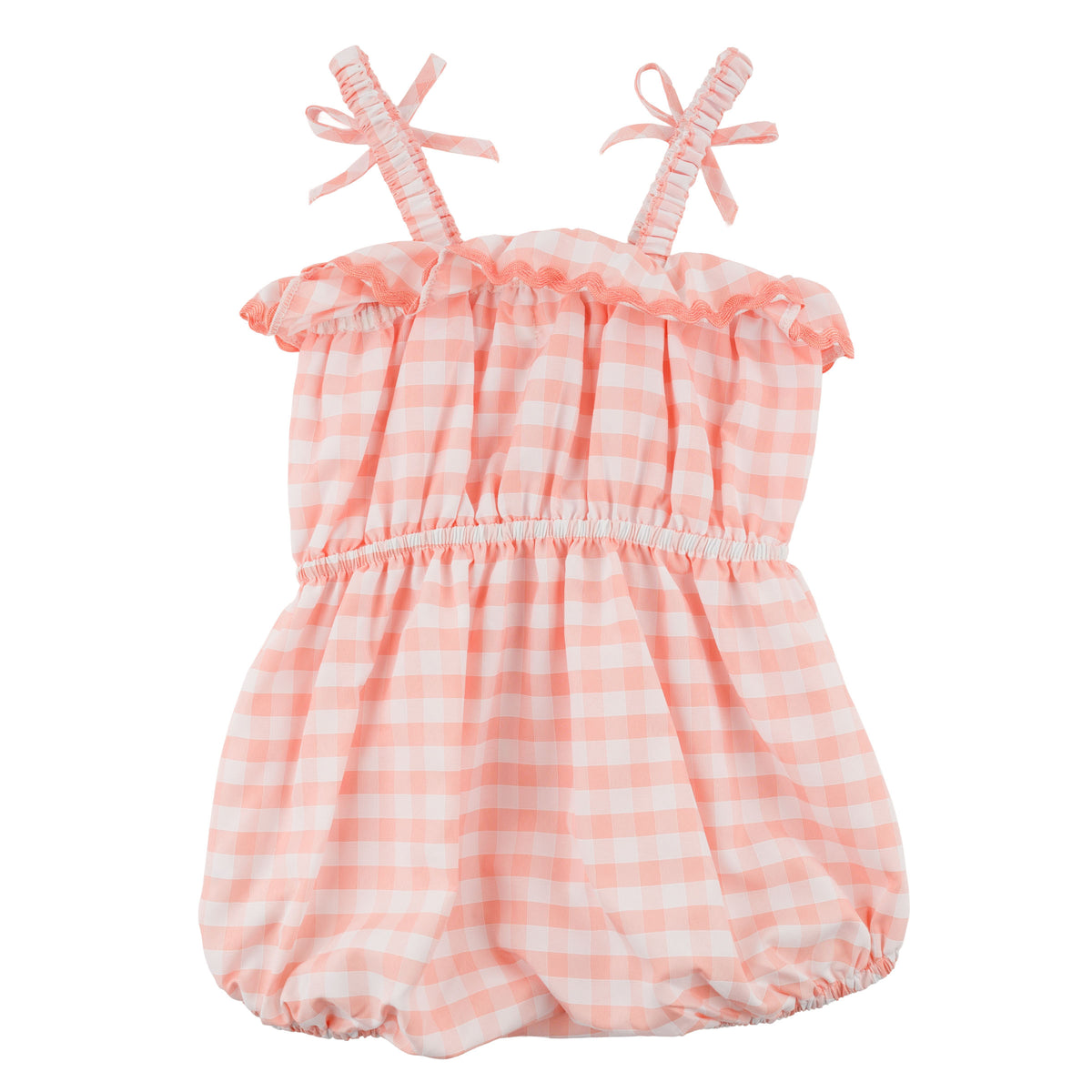 oh baby! Harriet Romper - Peach Checks -Back