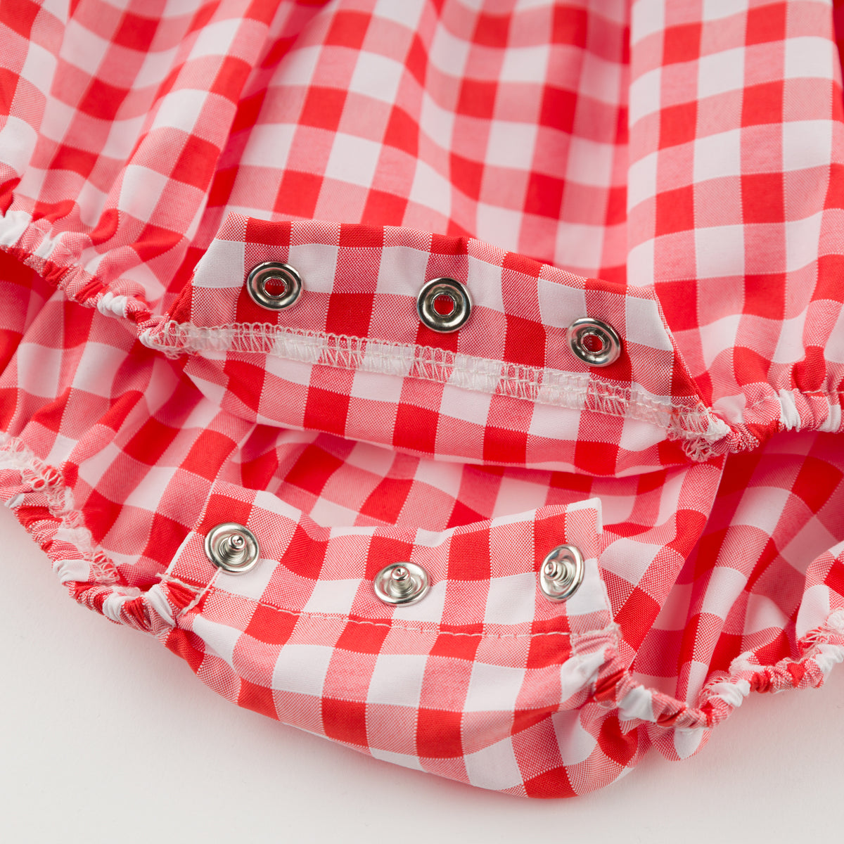 oh baby! Harriet Romper - Checks - Berry Red - Snaps