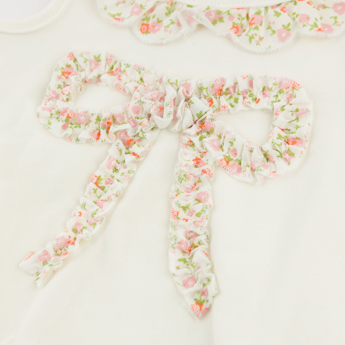 oh baby! Bella Bubble - Blush Poppy Sprig Ruffle Bow - Oyster - Bow Applique