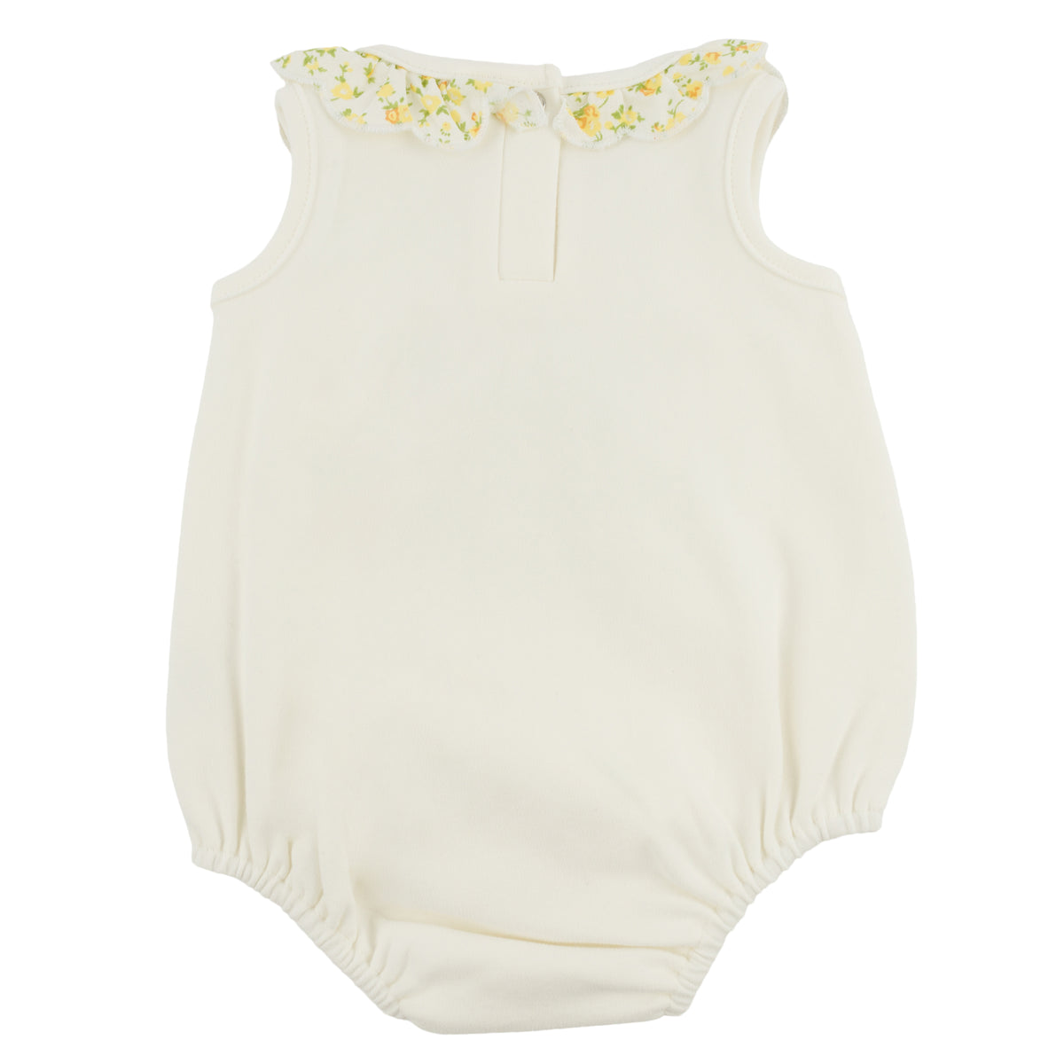oh baby! Bella Bubble - Lemon Poppy Sprig Ruffle Bow - Oyster - back