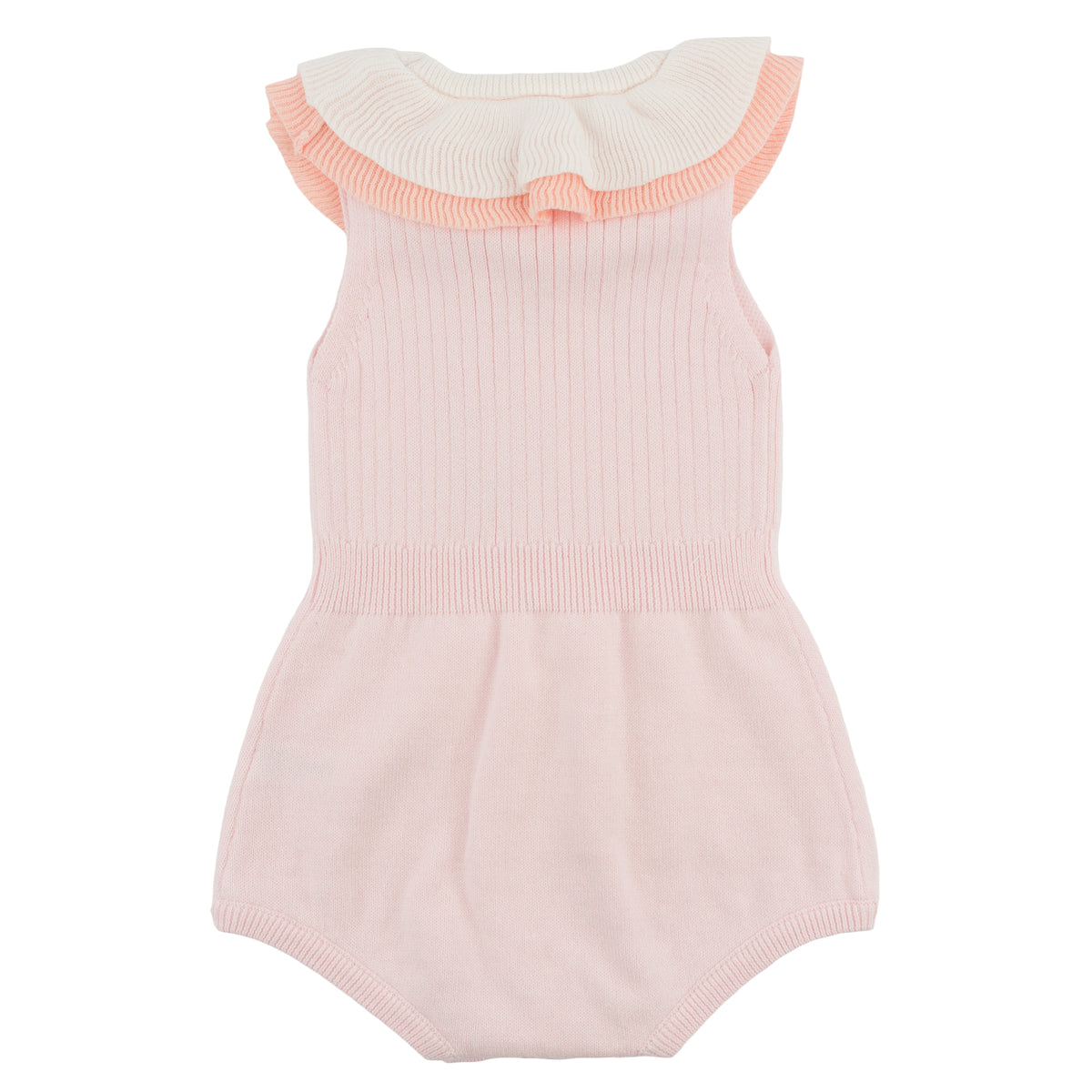oh baby! Victoria Romper - Flower Crochet Double Collar - Pink