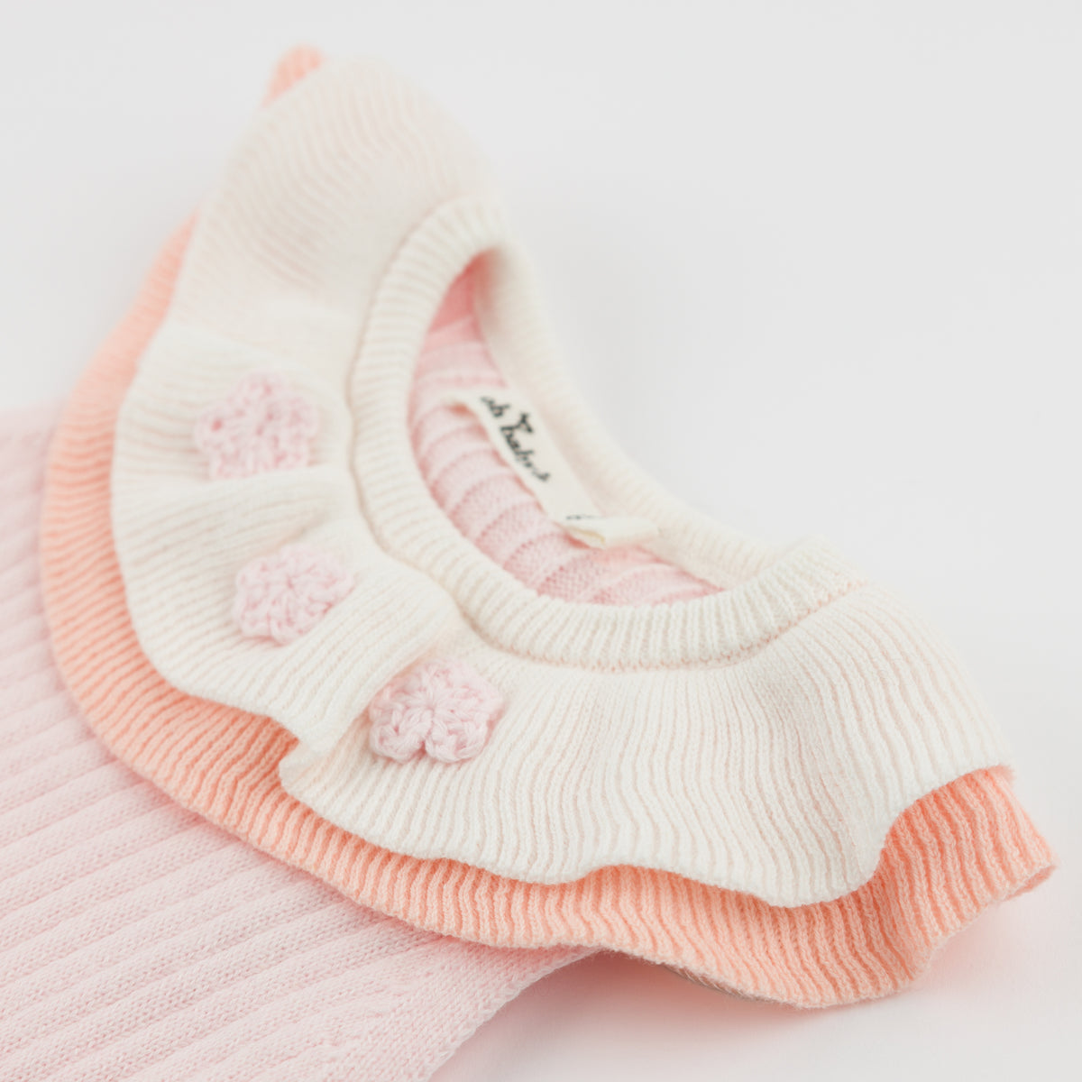 oh baby! Victoria Romper - Flower Crochet Double Collar - Pink