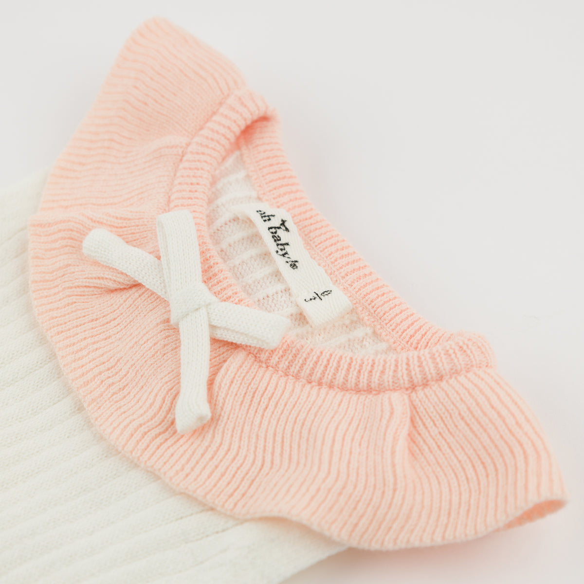 oh baby! Victoria Knitted Romper - Pale Pink - Ruffle Collar