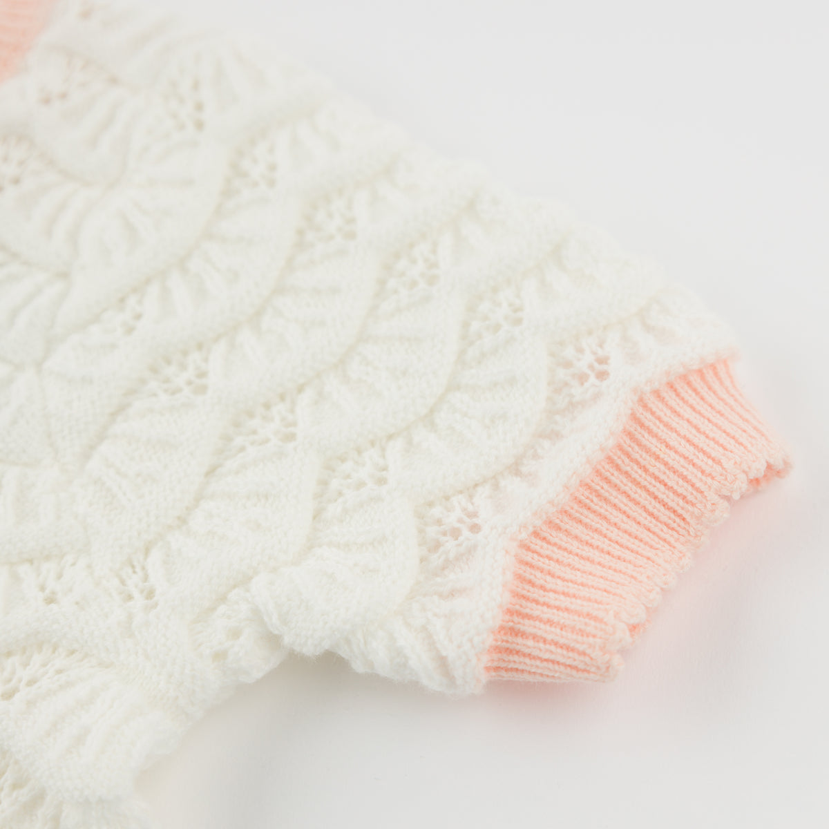 oh baby! Ruby Short Sleeve Bubble - Knitted Pointelle - Cream - Sleeve