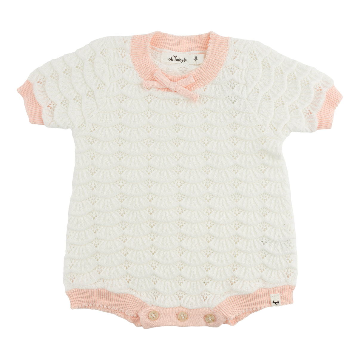oh baby! Ruby Short Sleeve Bubble - Knitted Pointelle - Cream