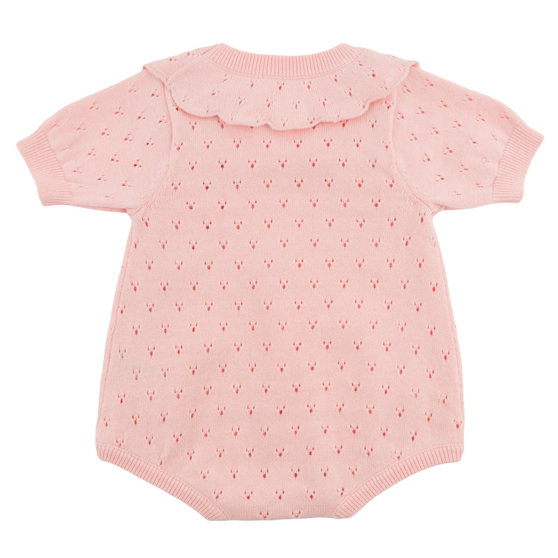 oh baby! Ruby Short Sleeve Bubble - Bird Stitch Knitted - Pink - Back