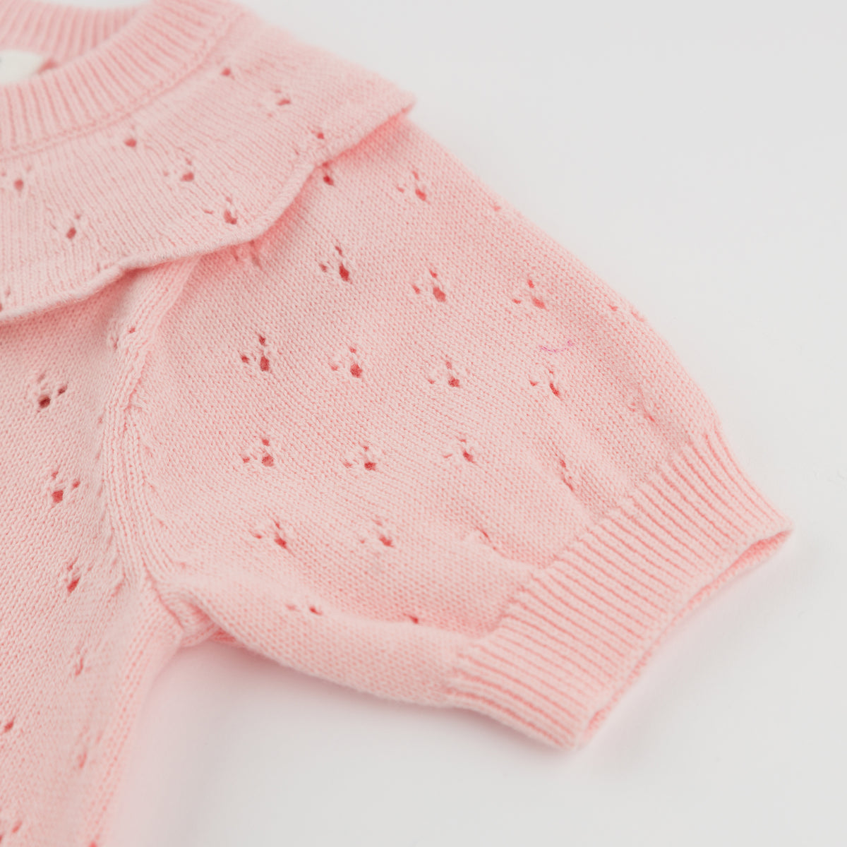 oh baby! Ruby Short Sleeve Bubble - Bird Stitch Knitted - Pink - Sleeve