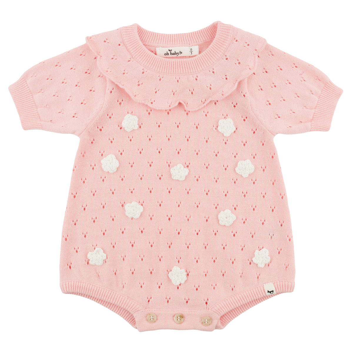 oh baby! Ruby Short Sleeve Bubble - Bird Stitch Knitted - Pink