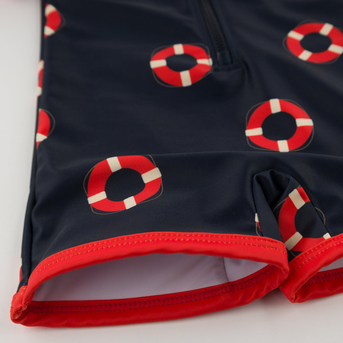 oh baby! Malibu Rashguard One Piece Swimsuit - Life Rings Print - Navy - Leg Trim