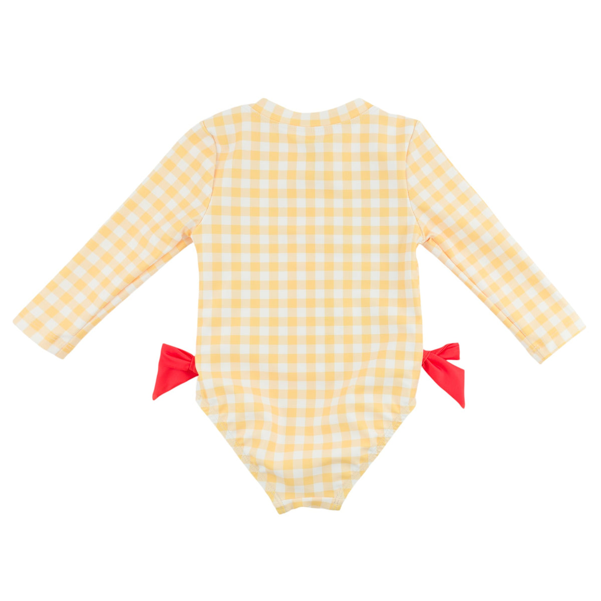 oh baby! Malibu Swimsuit - Mixed Fruit and Bow Appliques - Lemon Checks