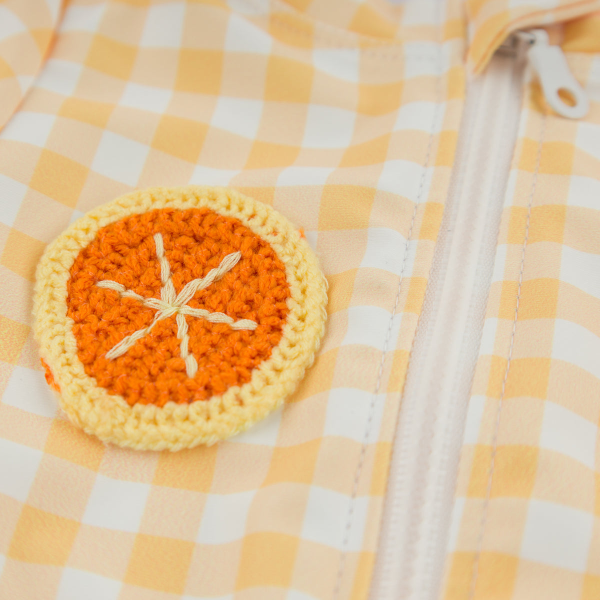 oh baby! Malibu Swimsuit - Mixed Fruit and Bow Appliques - Lemon Checks