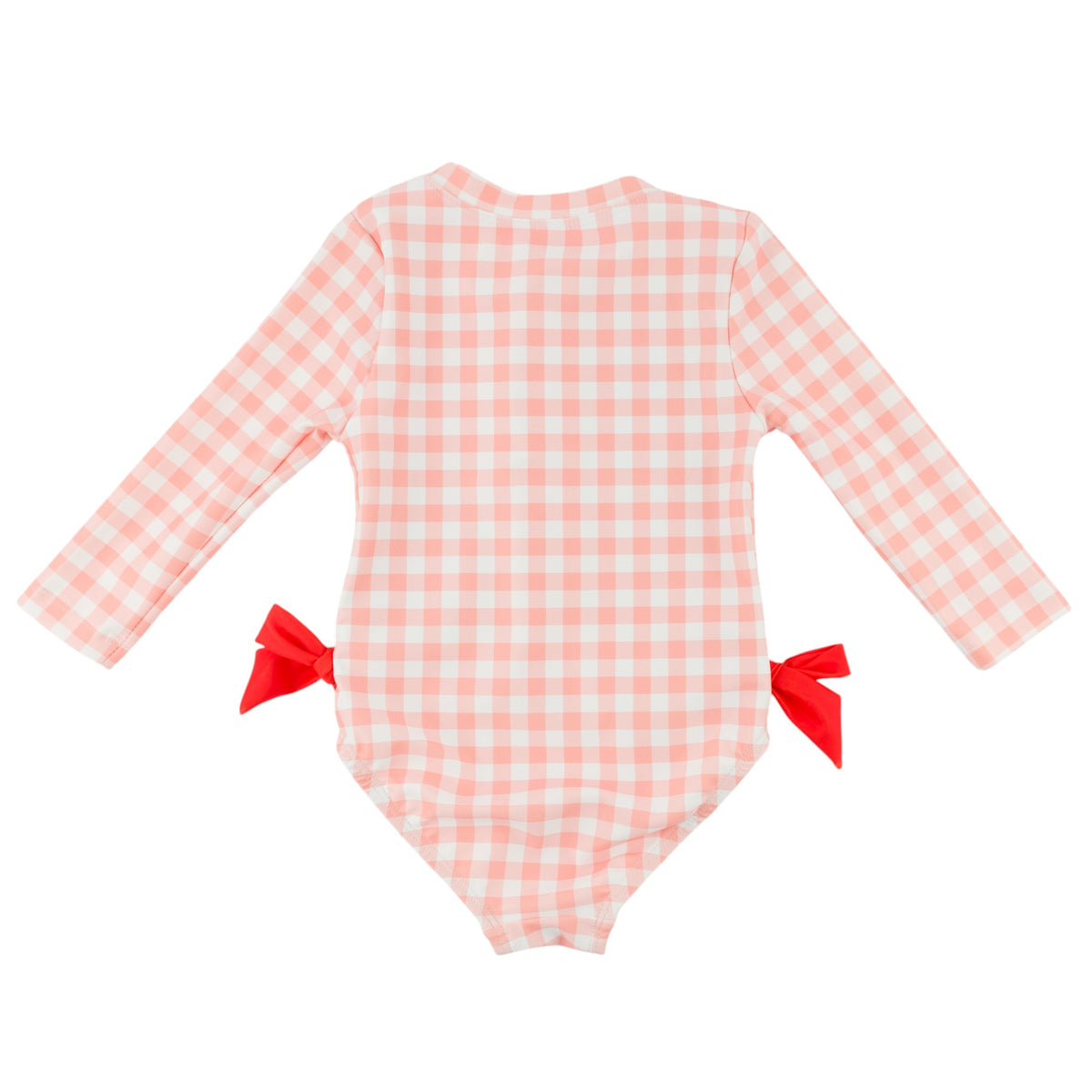 oh baby! Malibu Swimsuit - Mixed Fruit and Bow Appliques - Peach Checks