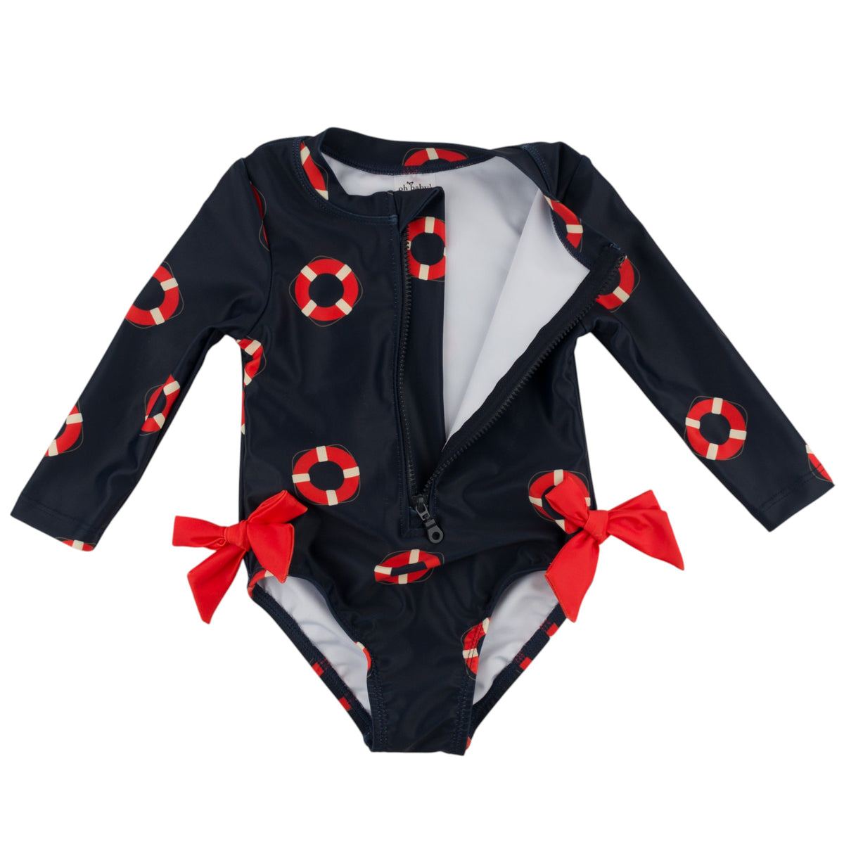 oh baby! Malibu Swimsuit - Life Rings Print - Navy - Open