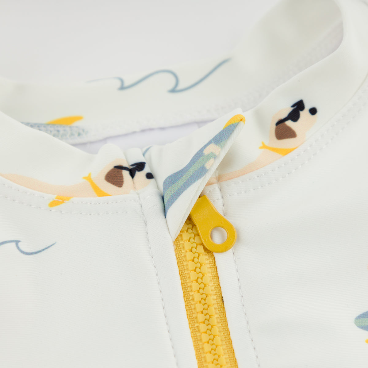 oh baby! Malibu Swimsuit - Surfing Dog Print - Oyster - Zipper Cover