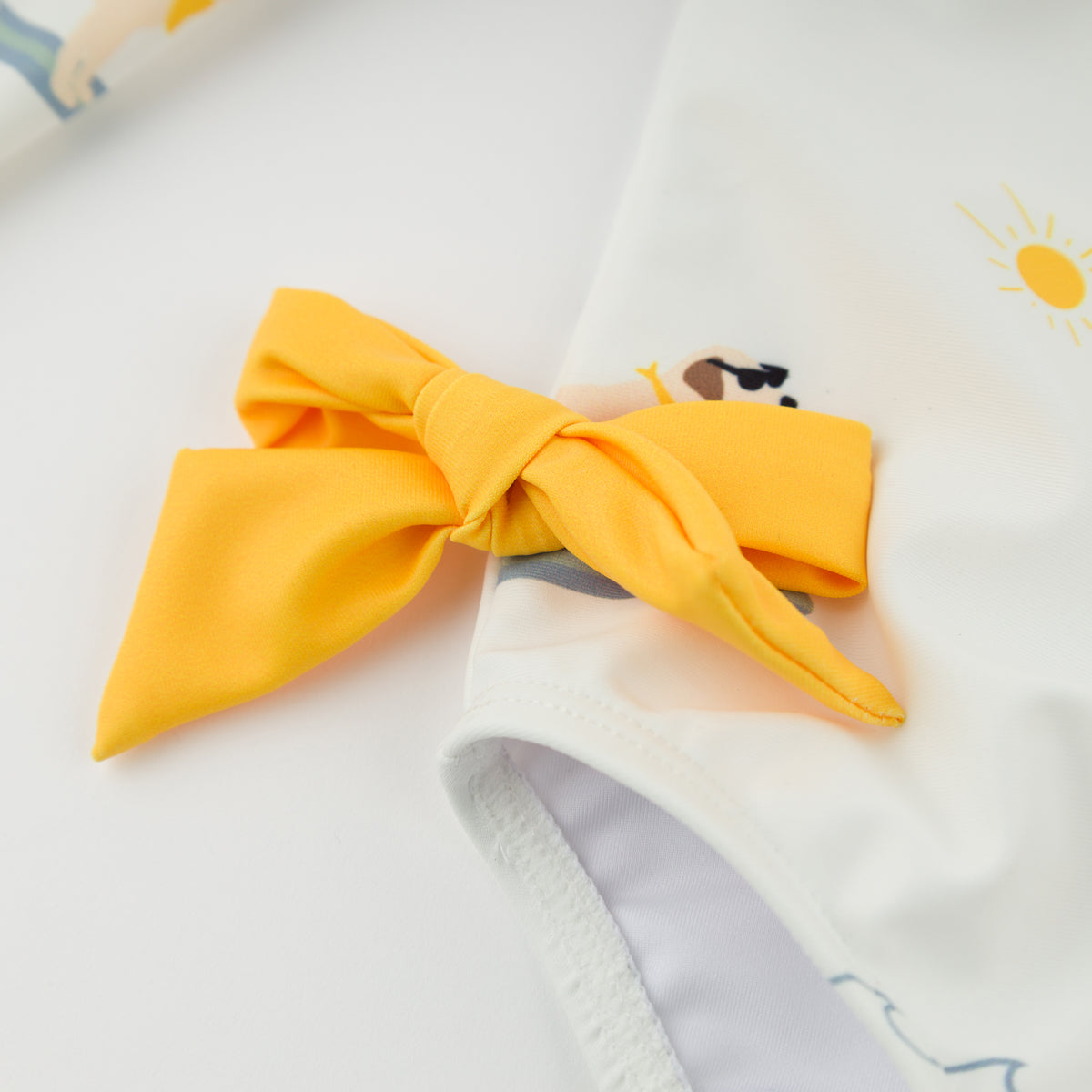 oh baby! Malibu Swimsuit - Surfing Dog Print - Oyster - Bow