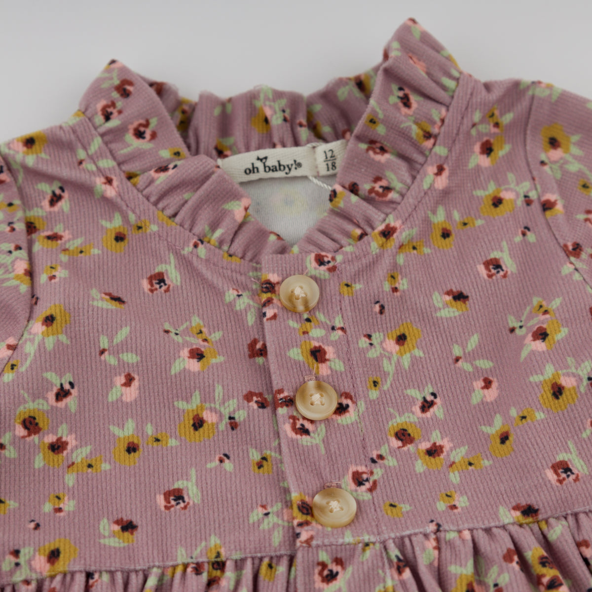 oh baby! Ivy Dress - Harvest Bloom - Dusty Pink - Button Front Collar