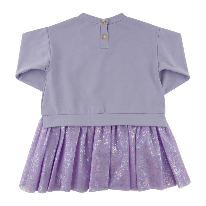 oh baby! Miley Tutu Dress - Unicorn Head Applique - Lavender - Back