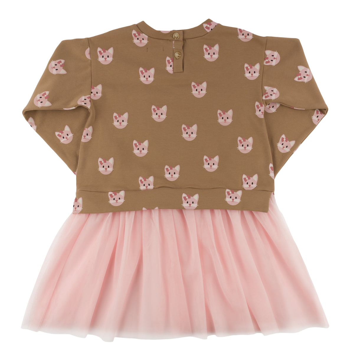 oh baby! Miley Tutu Dress - Kitty Faces - Milk Chocolate - Back