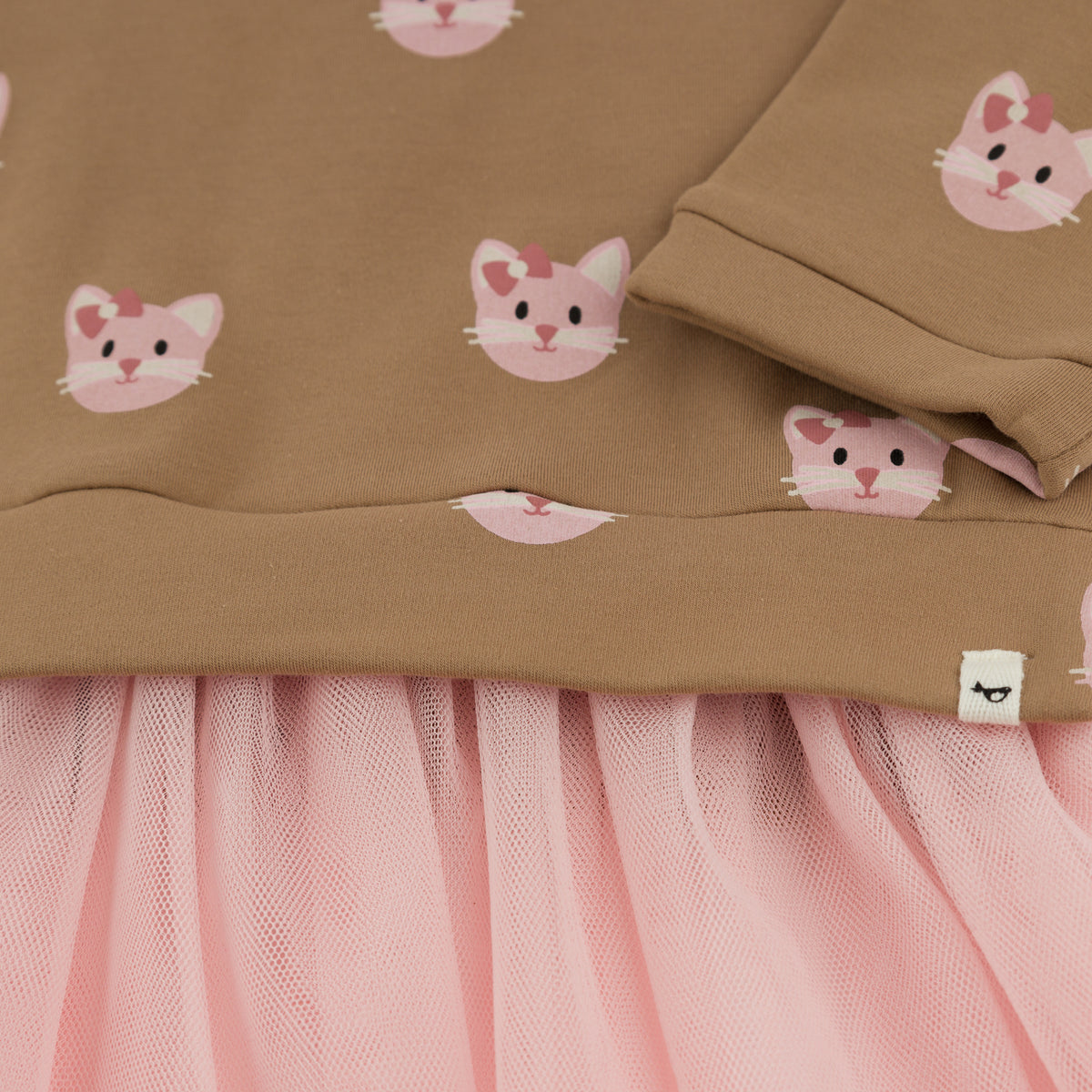 oh baby! Miley Tutu Dress - Kitty Faces - Milk Chocolate - Close Up