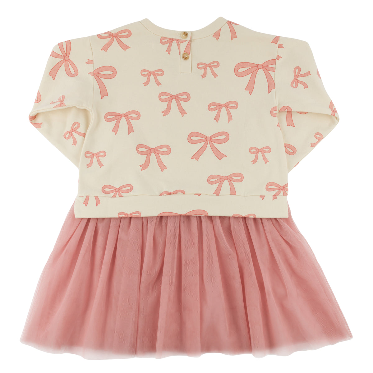 oh baby! Miley Tutu Dress - Pink Bows - Natural - Back