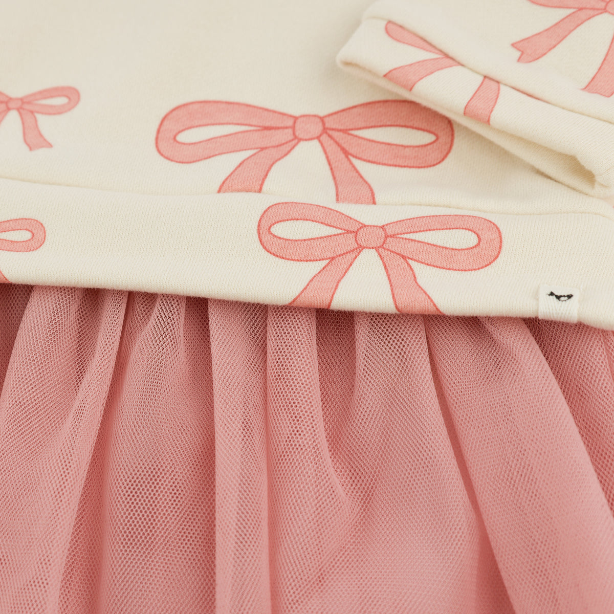 oh baby! Miley Tutu Dress - Pink Bows - Natural - Close Up