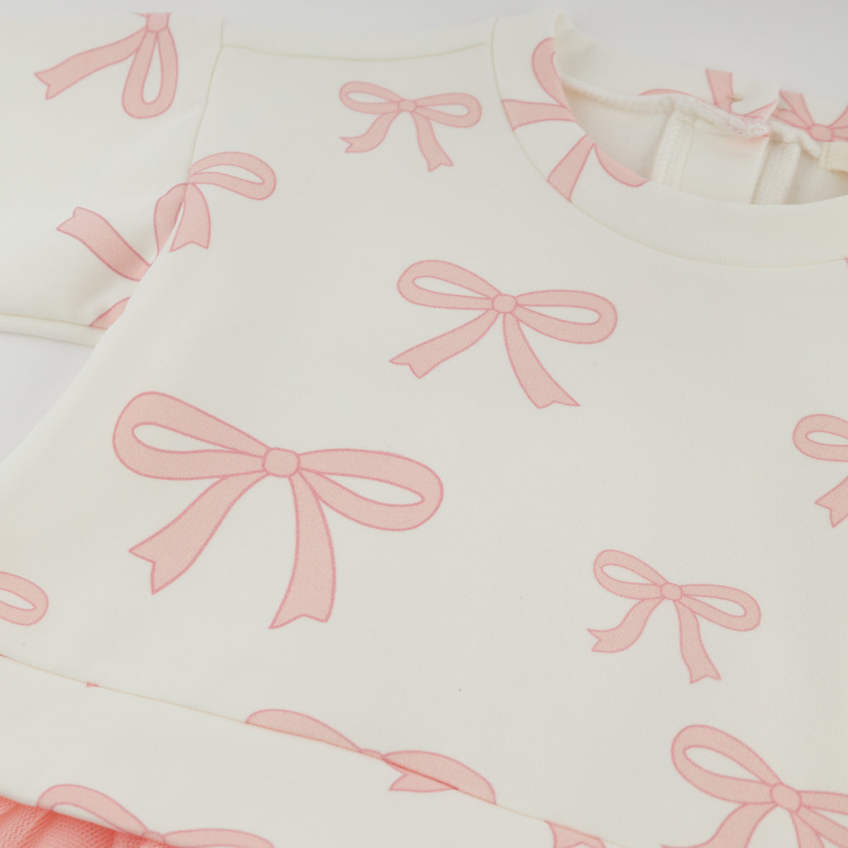 oh baby! Miley Tutu Dress - Bows - Oyster - Close Up Print