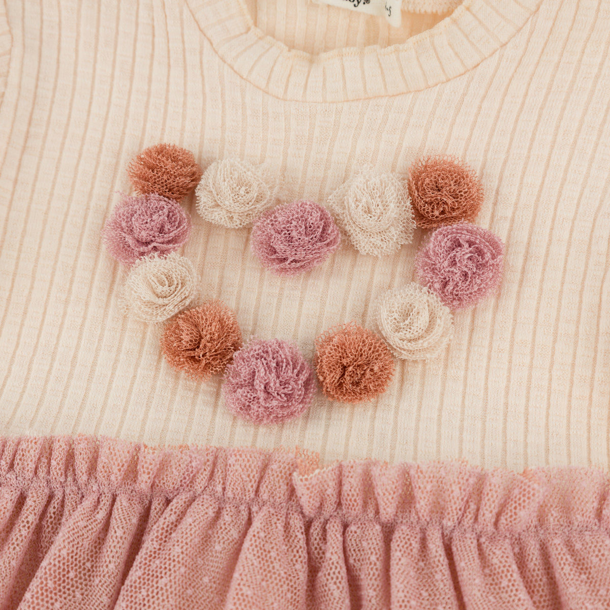 oh baby! Aria Tutu Dress - Multi Poms Heart - Natural - Heart