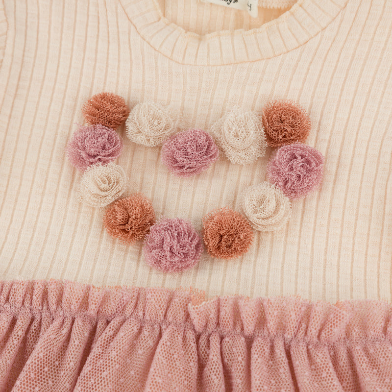 oh baby! Aria Tutu Dress - Multi Poms Heart - Natural - Heart