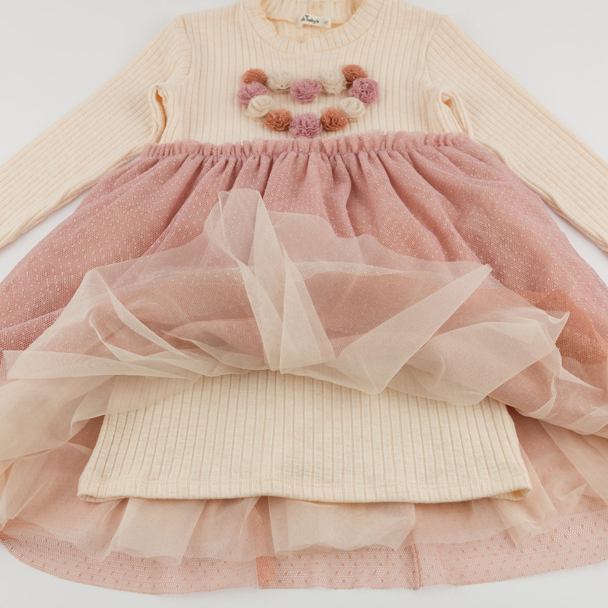 oh baby! Aria Tutu Dress - Multi Poms Heart - Natural - Layers