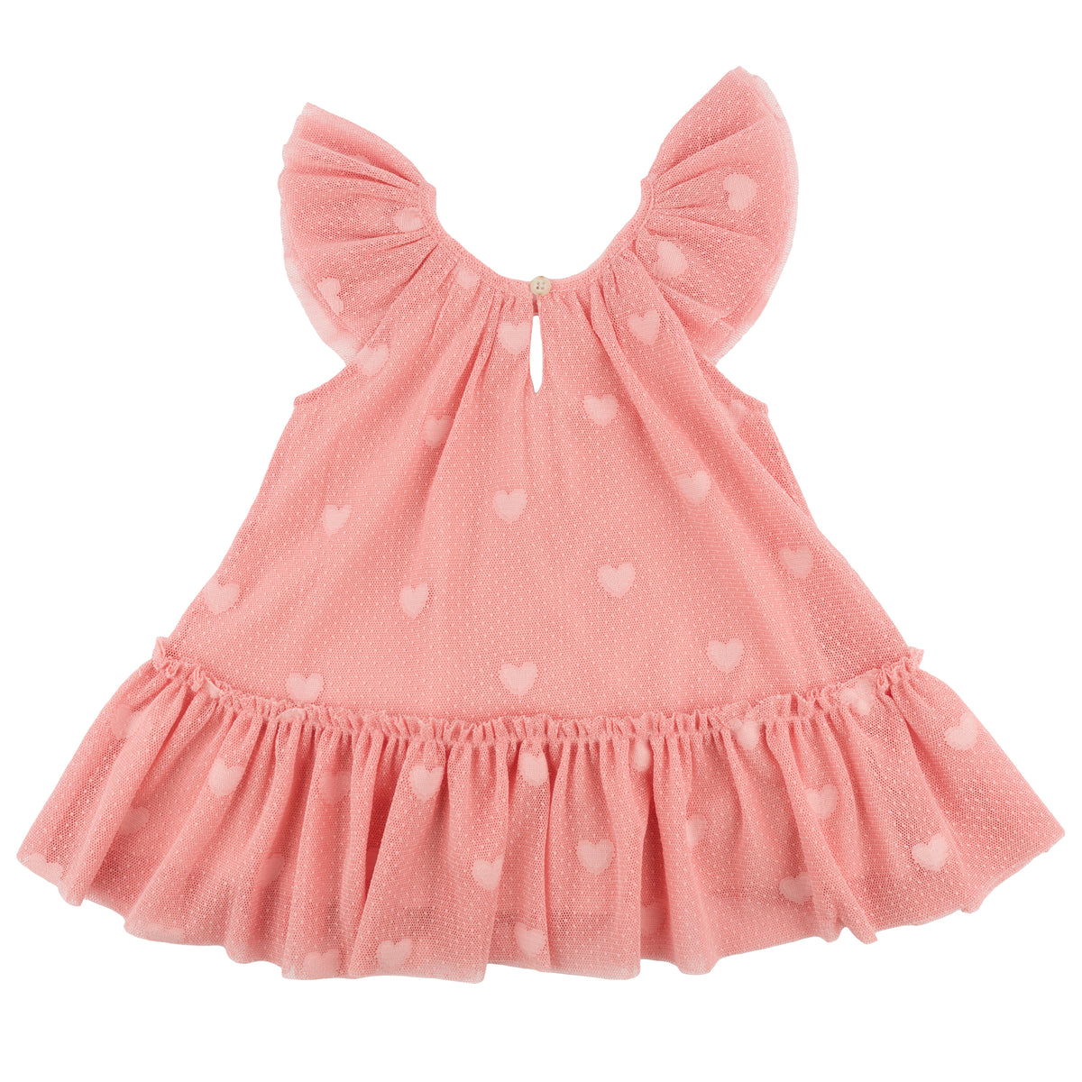 oh baby! Stella Dress - Bobinette Tulle with All Over Hearts - Blush - Back