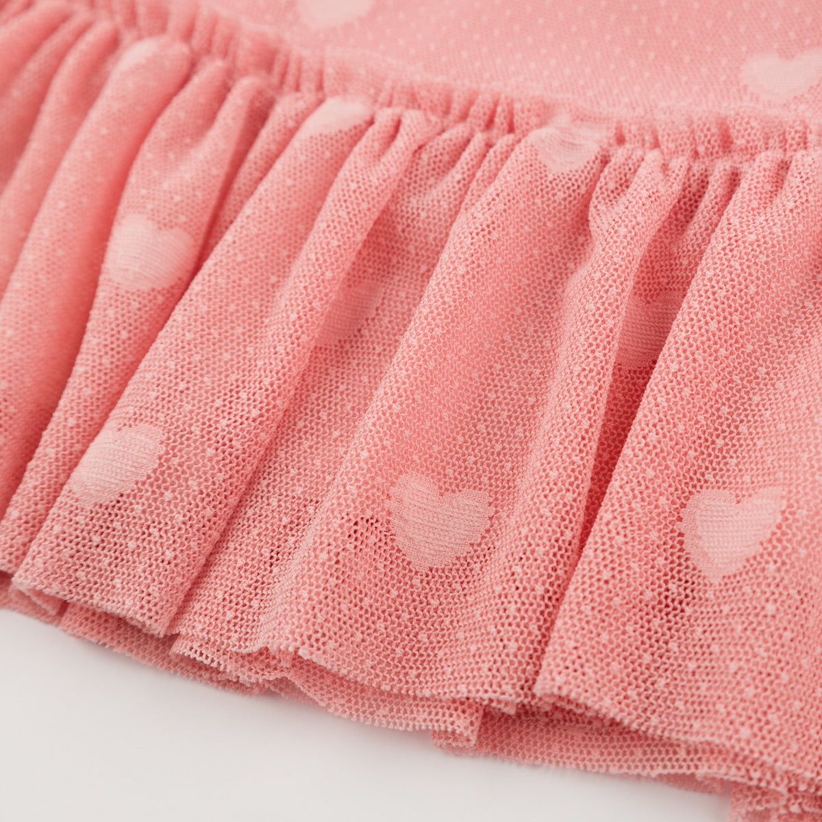 oh baby! Stella Dress - Bobinette Tulle with All Over Hearts - Blush - Close Up