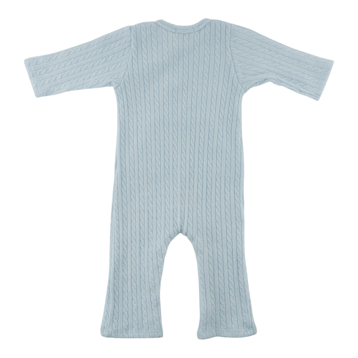 oh baby! Cable Knit Kangaroo Pocket Camden Romper - Sky Blue - Back