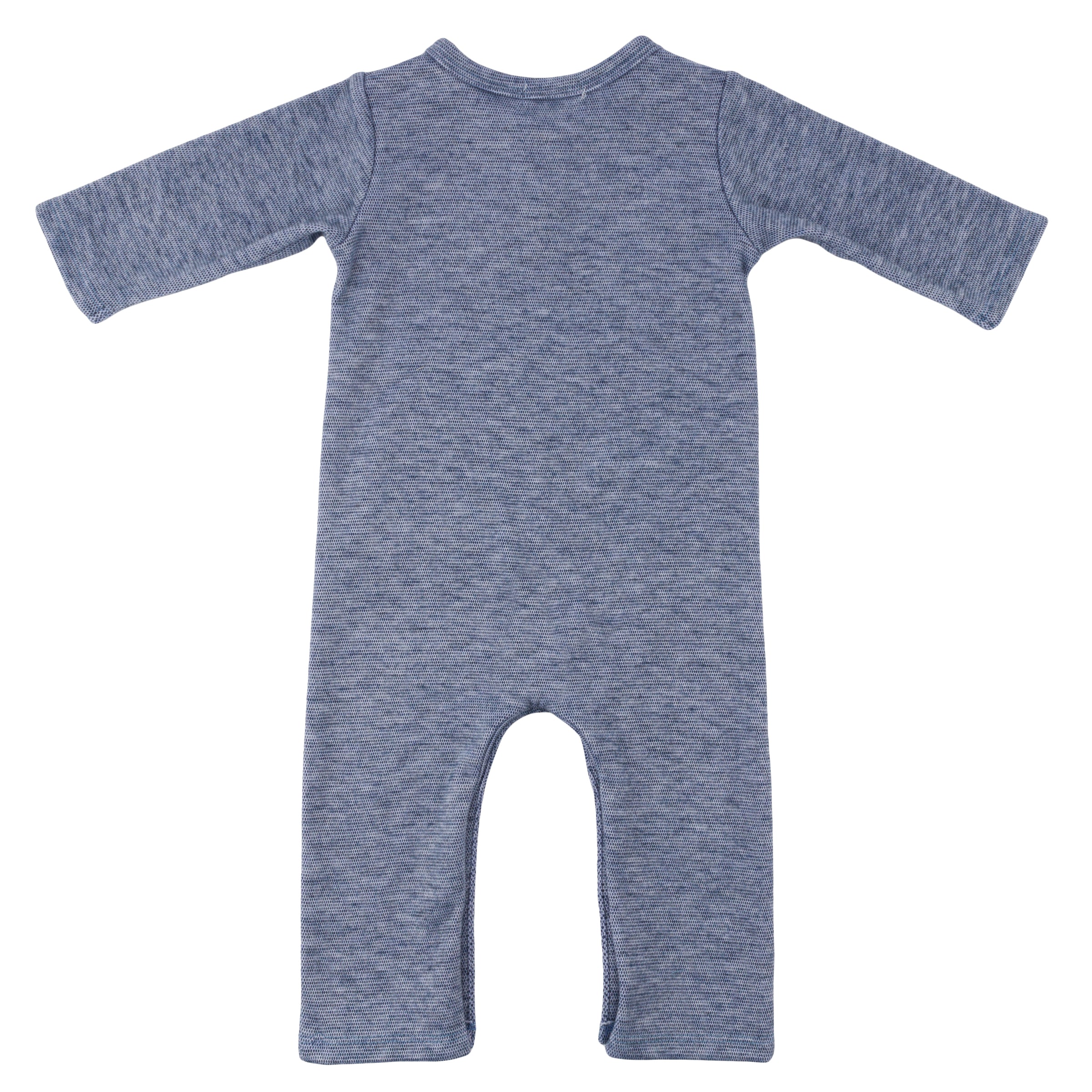 oh baby! Honeycomb One-Button Romper with Kangaroo Pocket - Denim