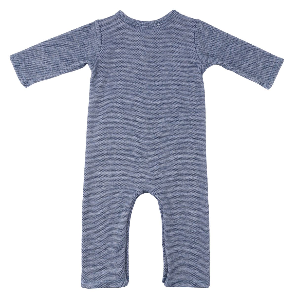 oh baby! Honeycomb One-Button Romper with Kangaroo Pocket - Denim - Back