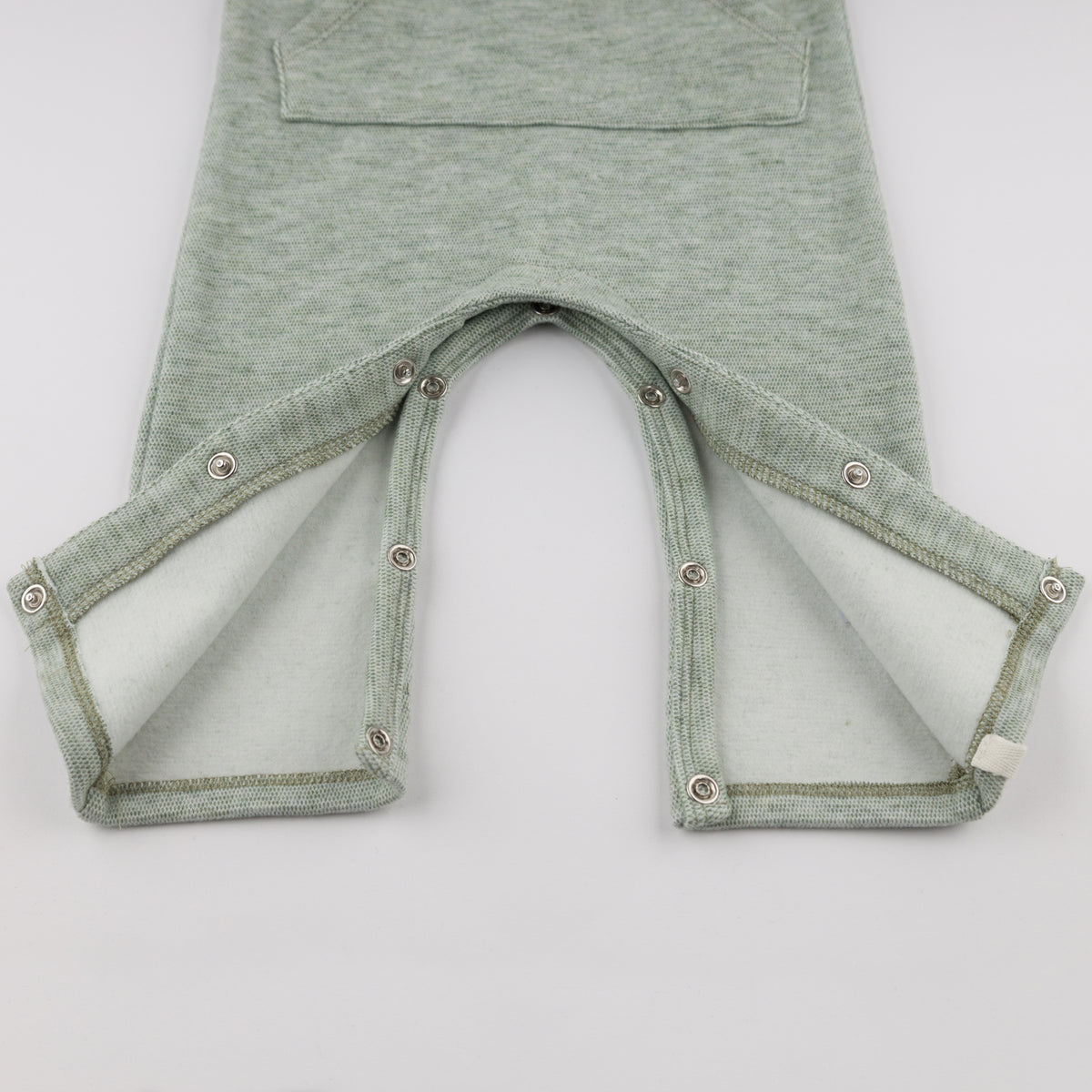 oh baby! Honeycomb One-Button Romper with Kangaroo Pocket - Spruce - Close Up