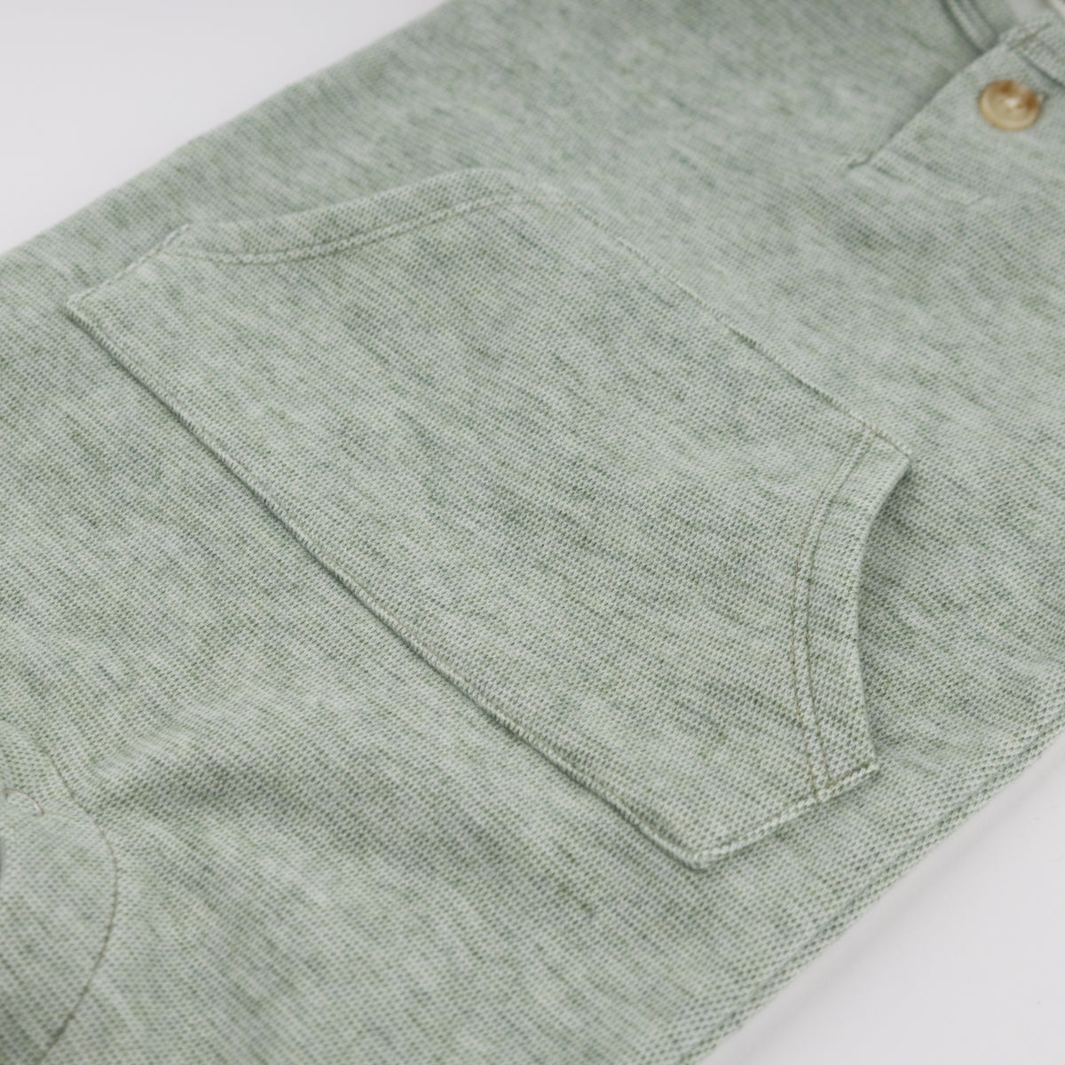 oh baby! Honeycomb One-Button Romper with Kangaroo Pocket - Spruce - Pocket