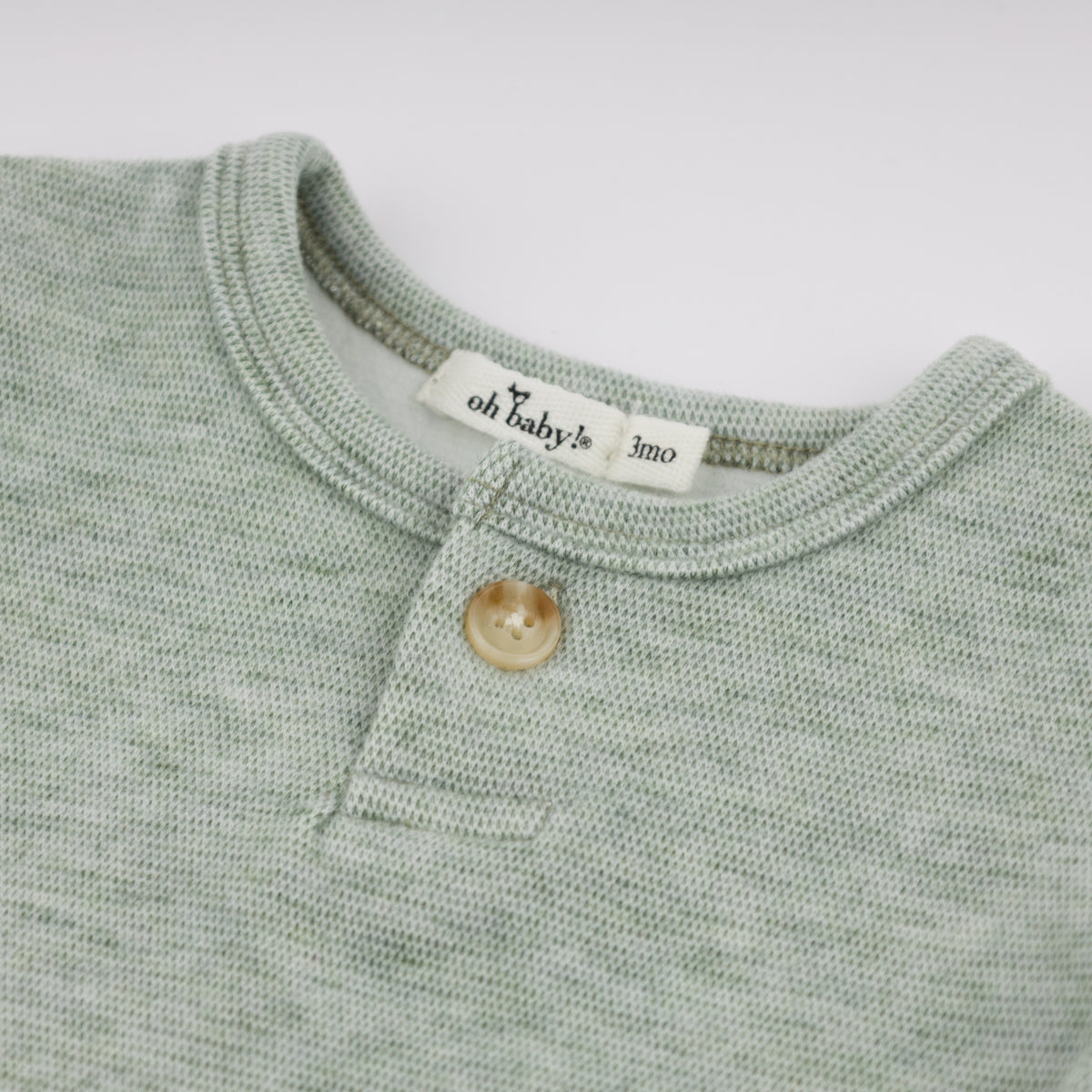 oh baby! Honeycomb One-Button Romper with Kangaroo Pocket - Spruce - Button