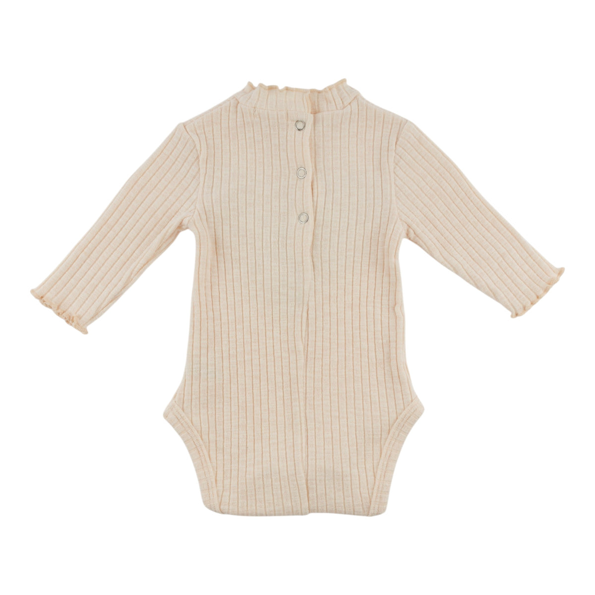 oh baby! Mock Neck Onesie - Ruffle Heart - Natural - Back
