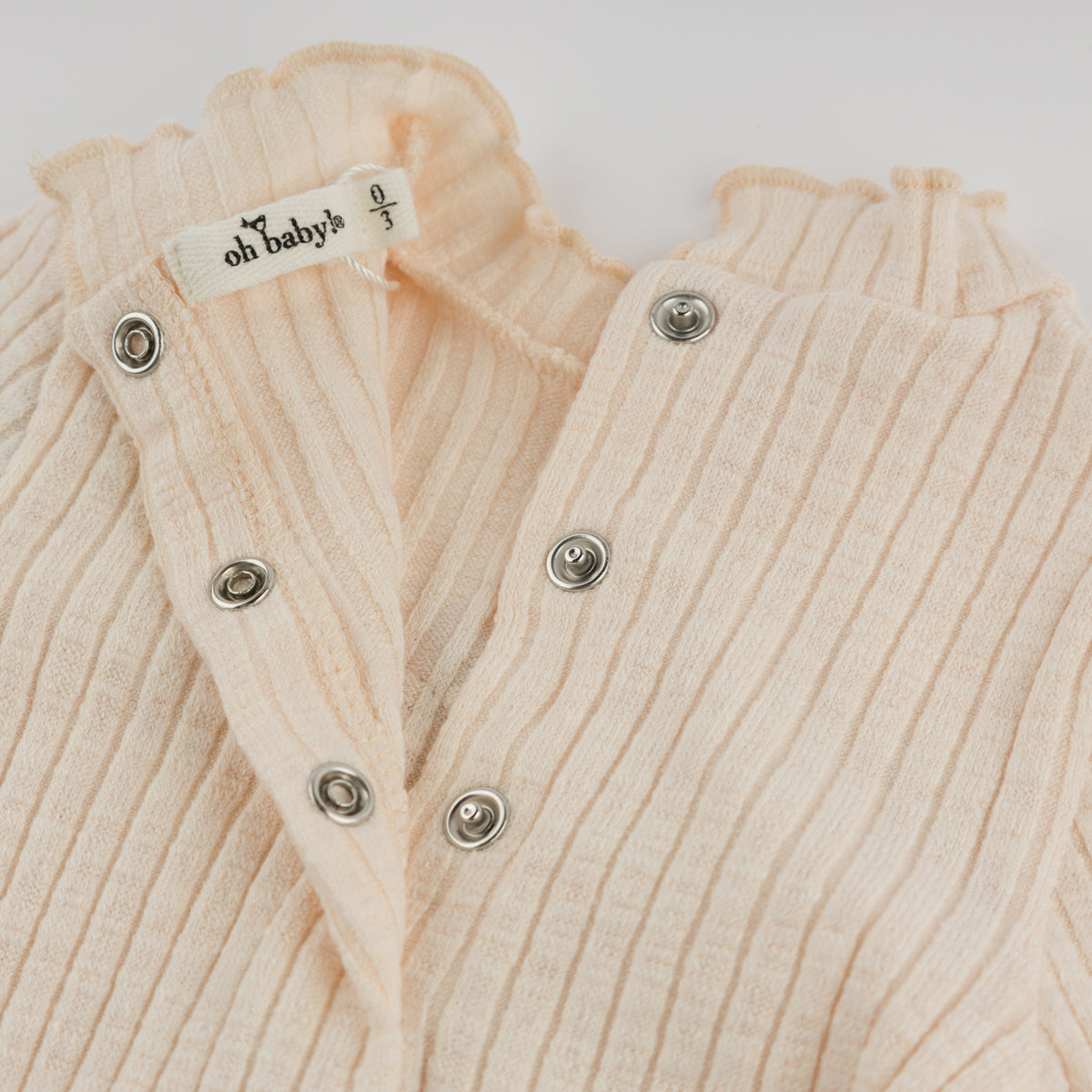 oh baby! Mock Neck Onesie - Ruffle Heart - Natural - Open Back