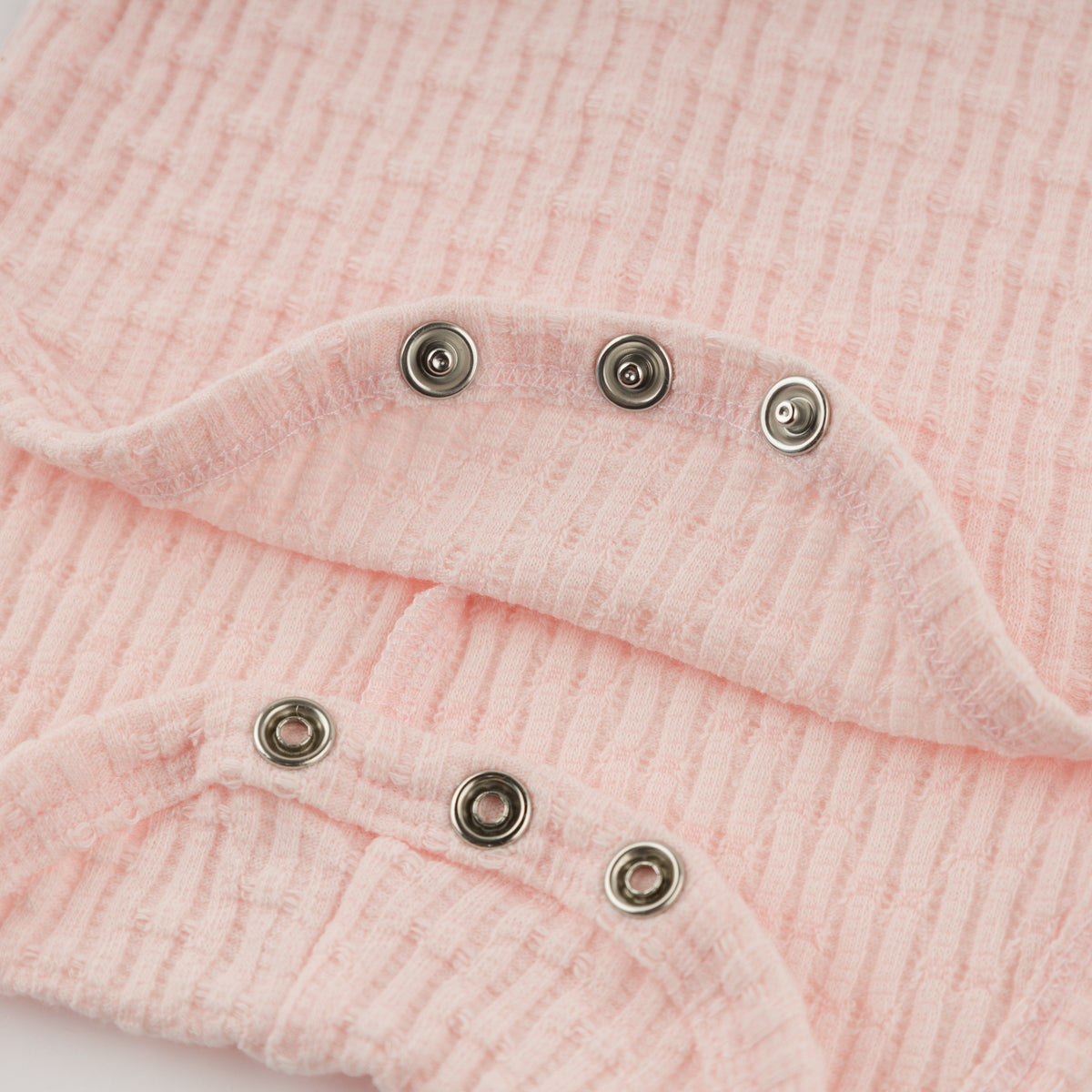 oh baby! Mock Neck Onesie - Mini Bow Rib Ruffle Bow - Barely Pink - Snaps