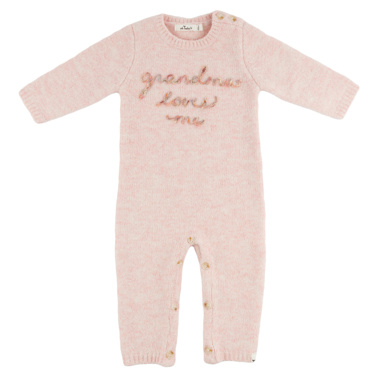 oh baby! Heather Knit Camden Romper - Grandma Loves Me - Pink