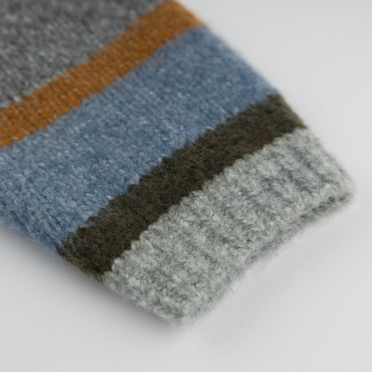 oh baby! Knitted Camden Romper - Multi Striped - Dusty Blue - Sleeve