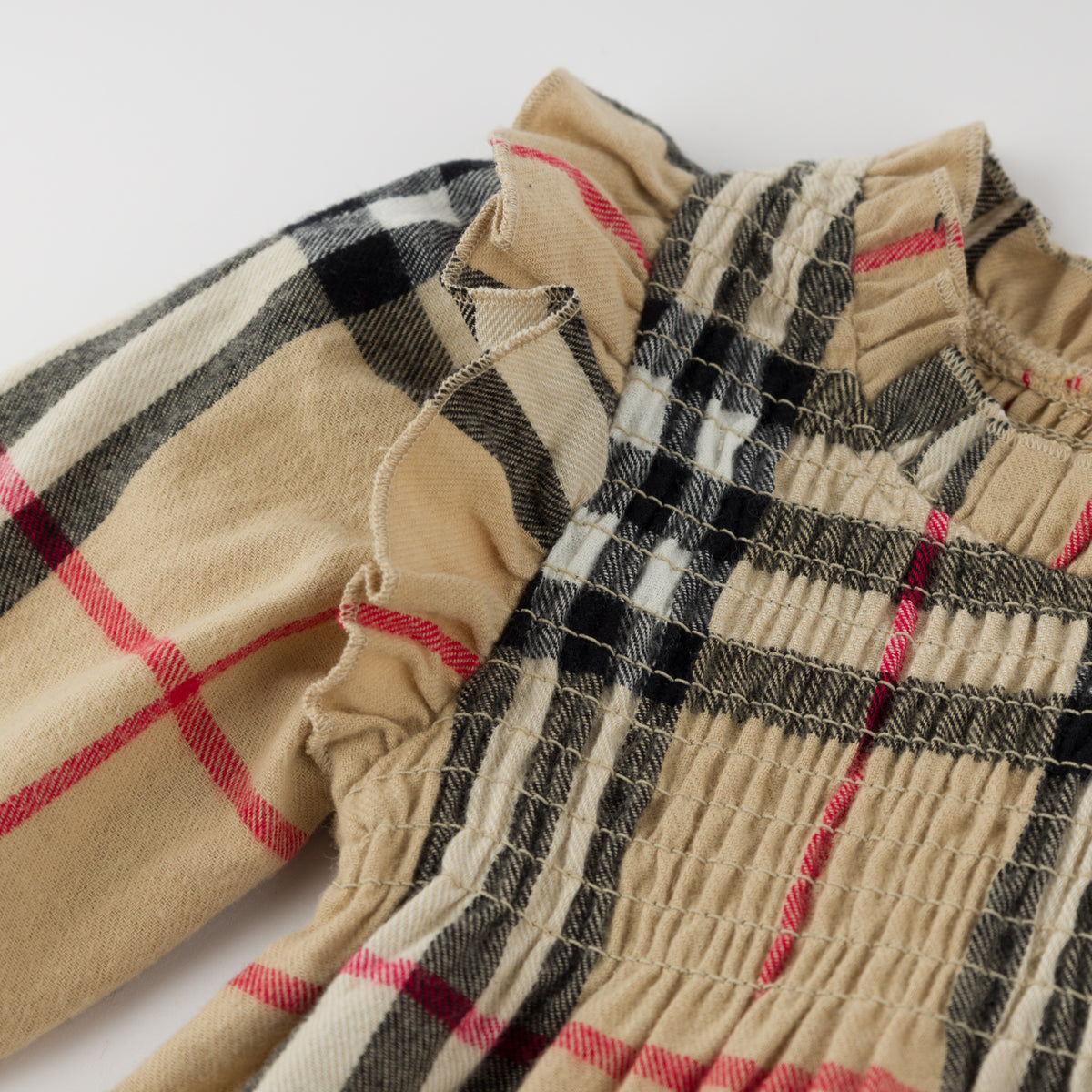 oh baby! Anna Ruffle Shoulder Dress - Mini Tartan - Classic -Smocked