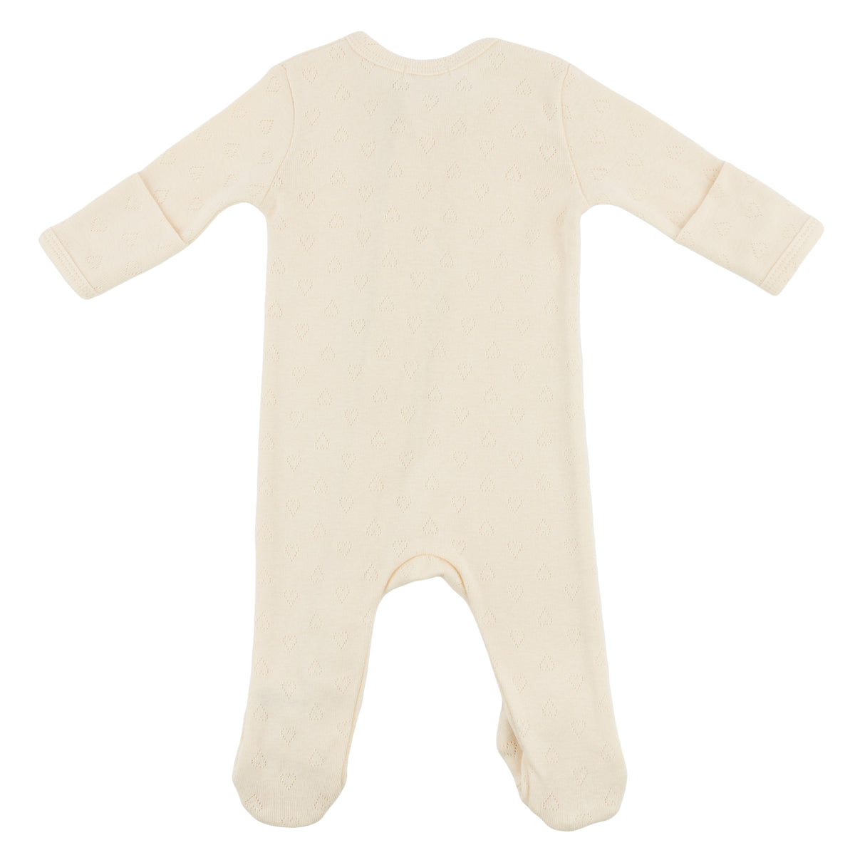 oh baby! Zipper Footie - Hearts Pointelle - Natural - Back